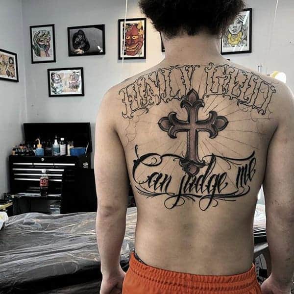 Flying Dove And Wooden Cross Tattoo On Man Right Back Shoulder By  Mugsysmaster